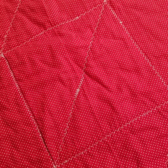 vtg handmade mickey mouse quilt blanket throw crib 36x51" red - Picture 14 of 14